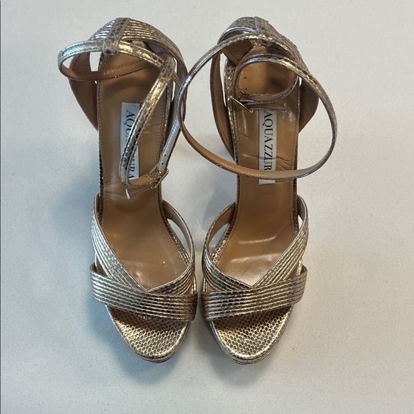 Aquazzura Metallic Champagne Strappy Heels - Picture 3 of 10